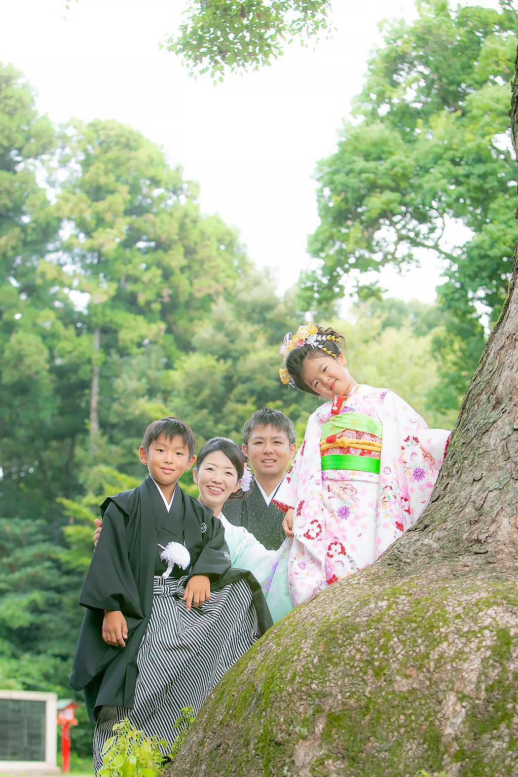 七五三,７歳,着物,神社ロケ,家族撮影